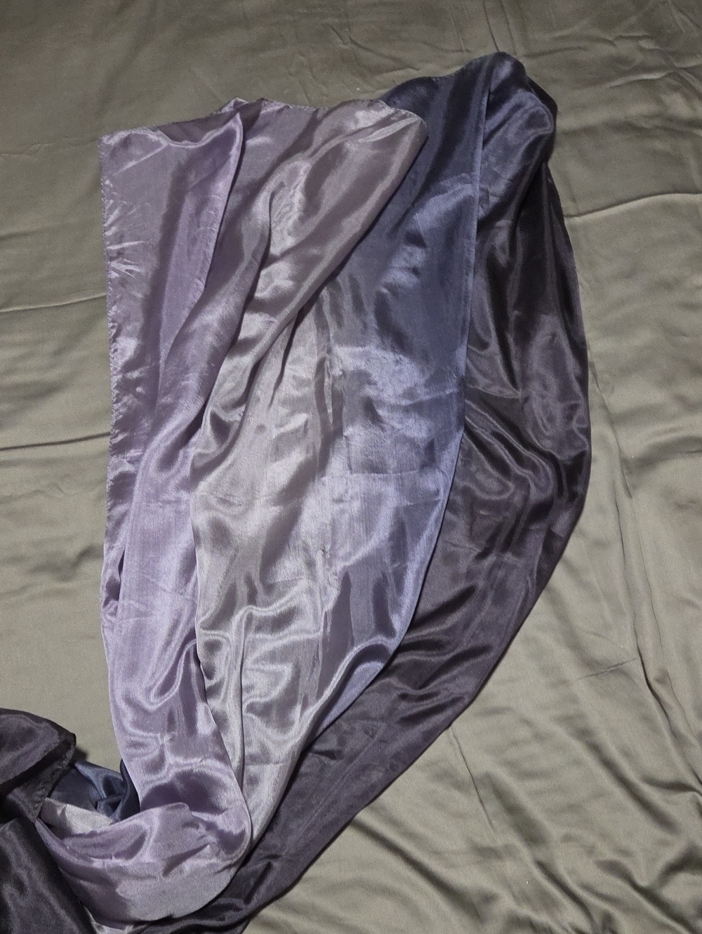 Silky Satin Purple Scarf - Oblong
